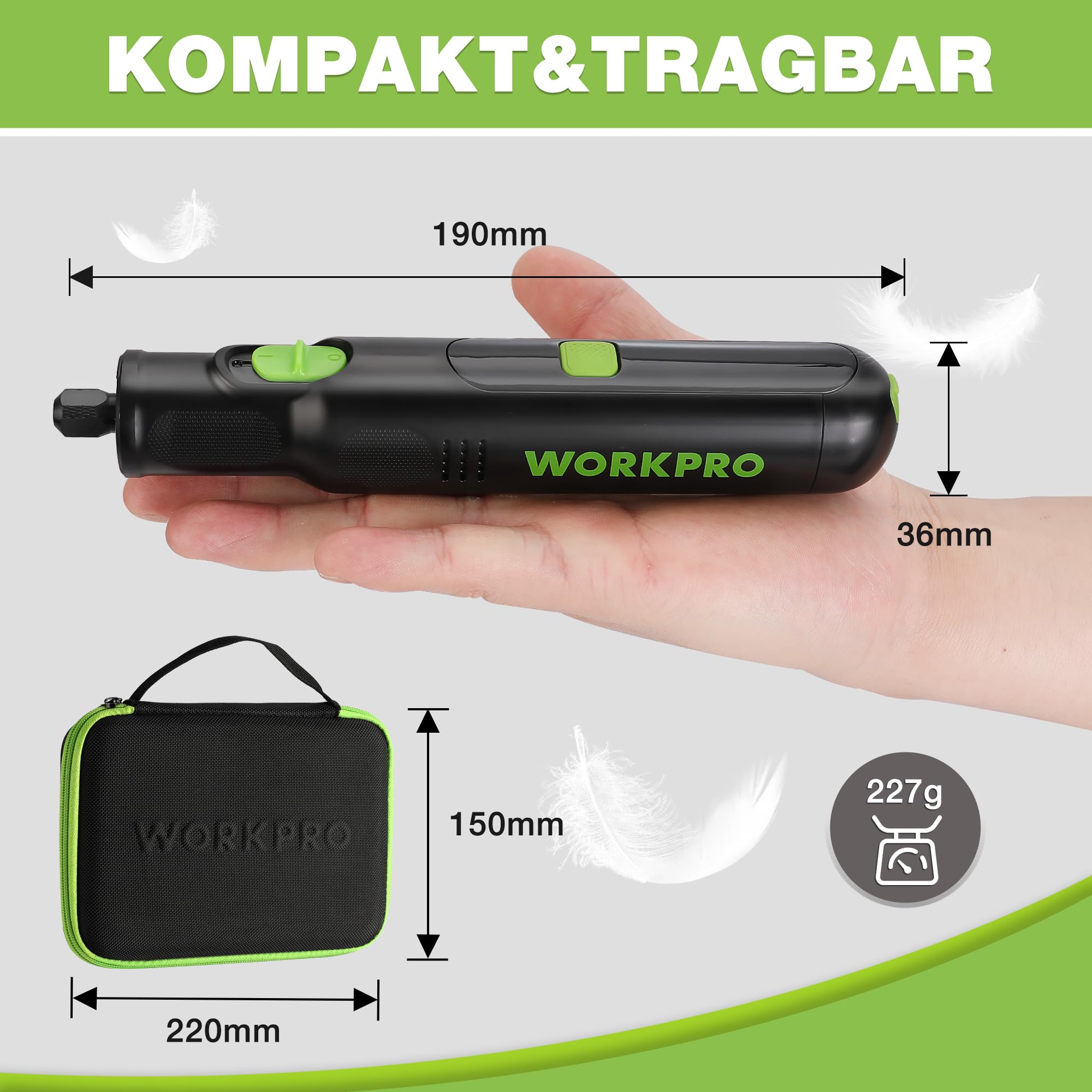 WORKPRO 7,2 V Kabellos Drehwerkzeug Set, Multifunktionswerkzeug mit 117 Zubehörteilen, mit 6 einstellbaren Geschwindigkeiten, Aufbewahrungstasche, ideal zum Schneiden, Schleifen