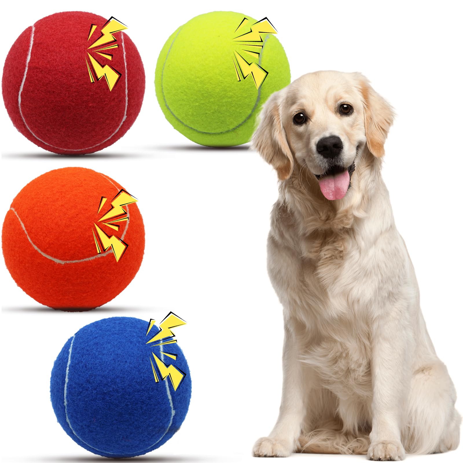 Magicorange Squeaky Tennis Ball Dog Toys 4 inch Oversize Giant Tennis Ball for Fetch Exercise, Natural Rubber Squeaky Dog Balls Training Safe (