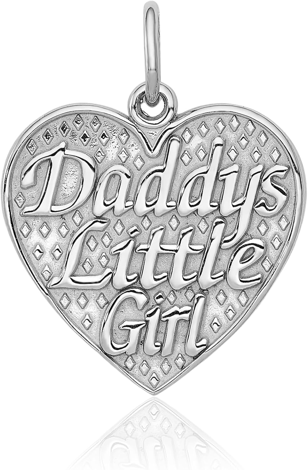 IceCarats 14K Solid White Gold Medium Heart Pendant Necklace 21mm 7/8 inch Polished, Matte For Her