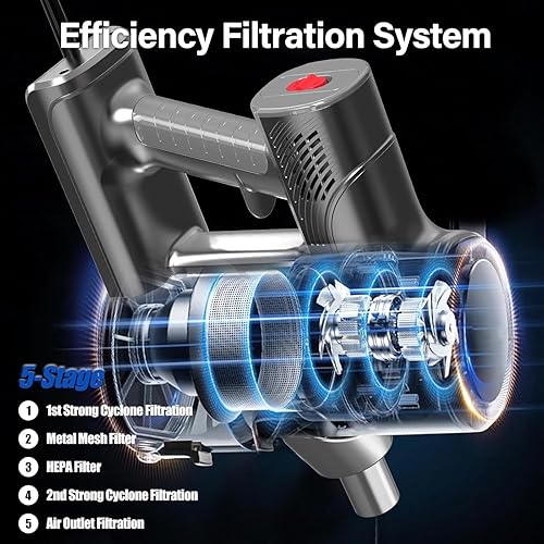 Miniatura 3 de Aspiradora con cable para el hogar, potente aspiradora de palo de 600 W, aspiradora 2 en 1, taza de polvo de 1.2 L, aspiradora de mano con cable