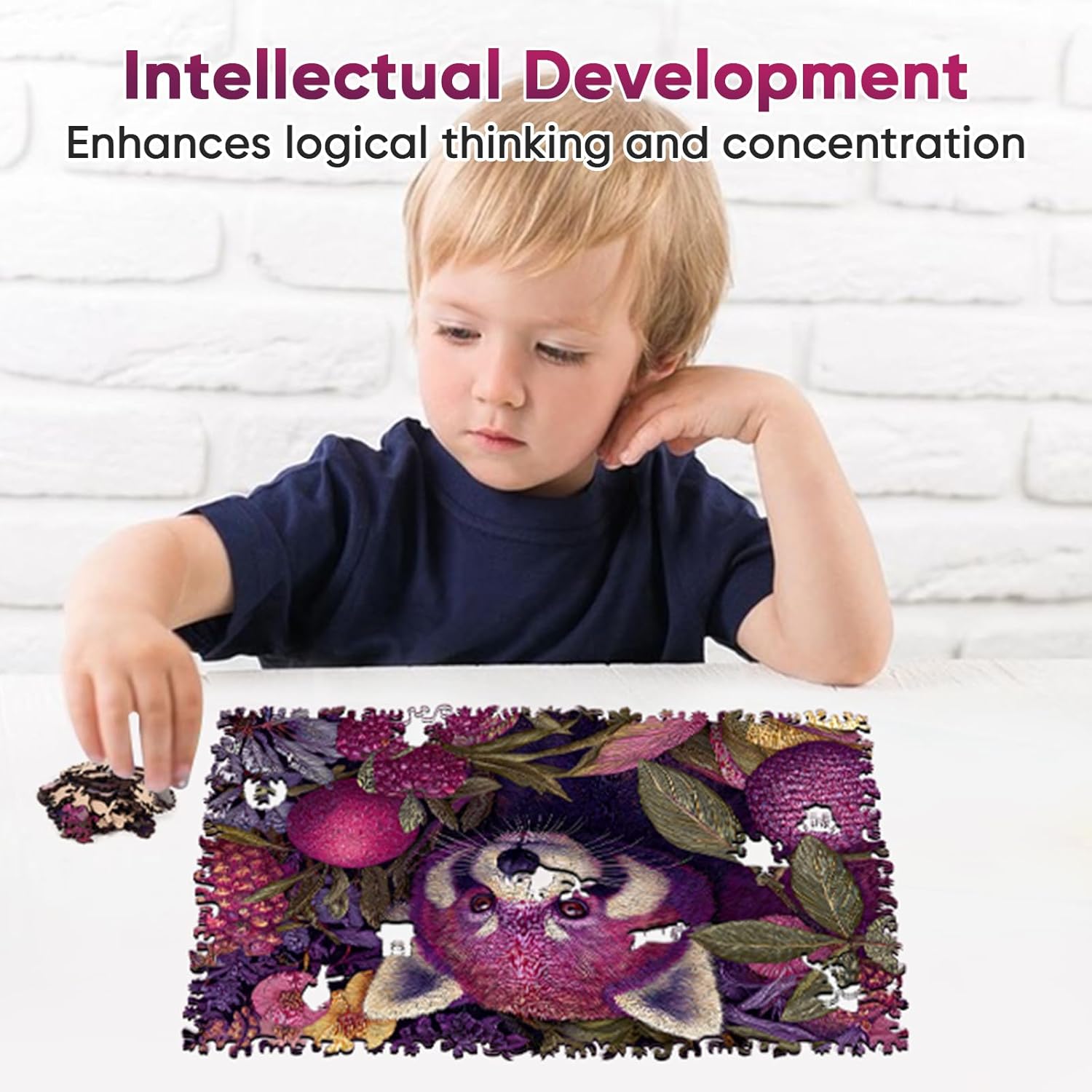 Mocfesk Wooden Puzzles for Adults, Red Panda Wooden Puzzles, Unique Shaped Animal Jigsaw Puzzles for Adults and Kids, Birthday Gifts Fun Challenge Family Game 17.3 x 12.9 in