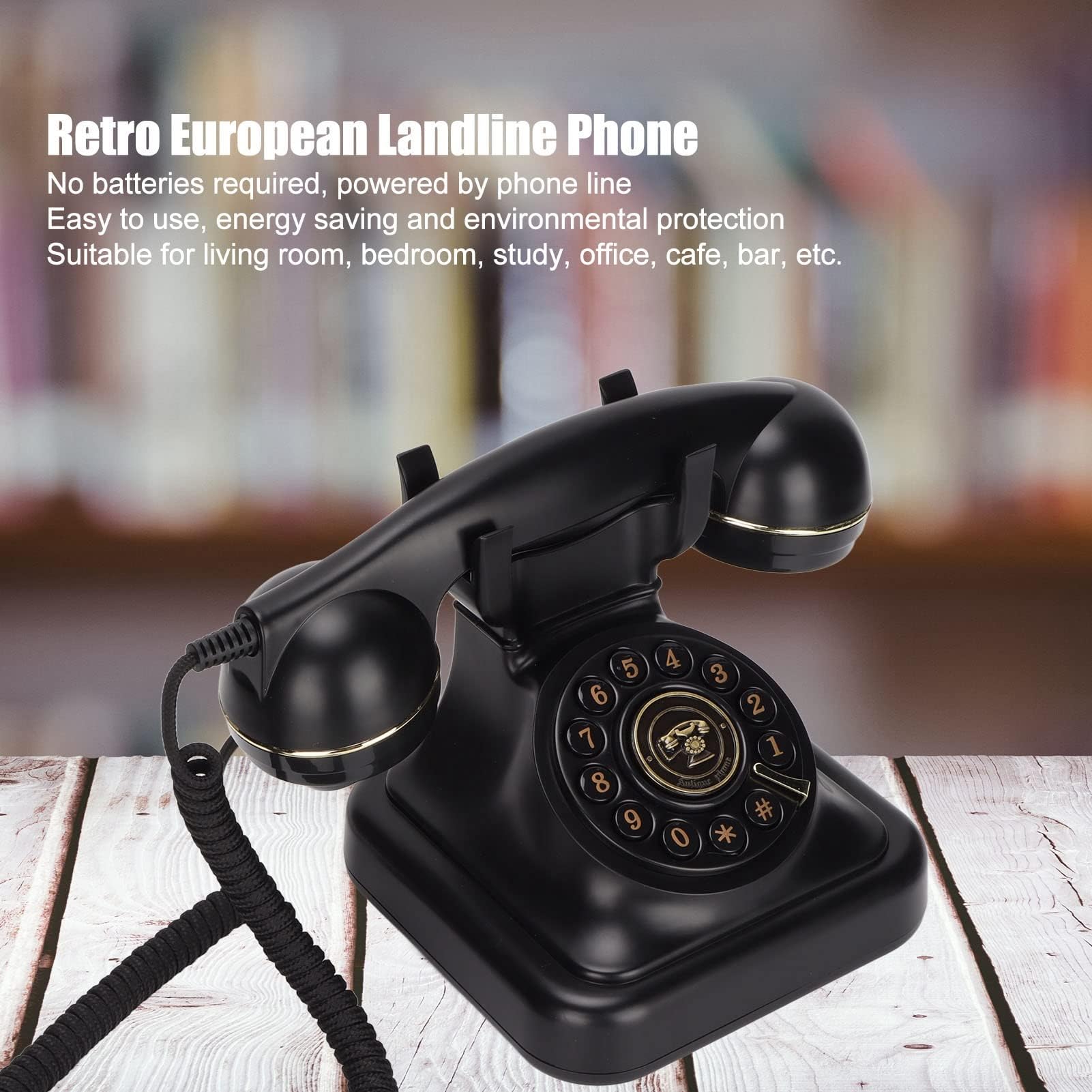 Dpofirs Antikes Telefon, Vintage-Festnetztelefon für Zuhause, Büro, Café, Bar, Altmodisches Festnetz-Retro-Festnetztelefon für Heimdekoration, Ornament