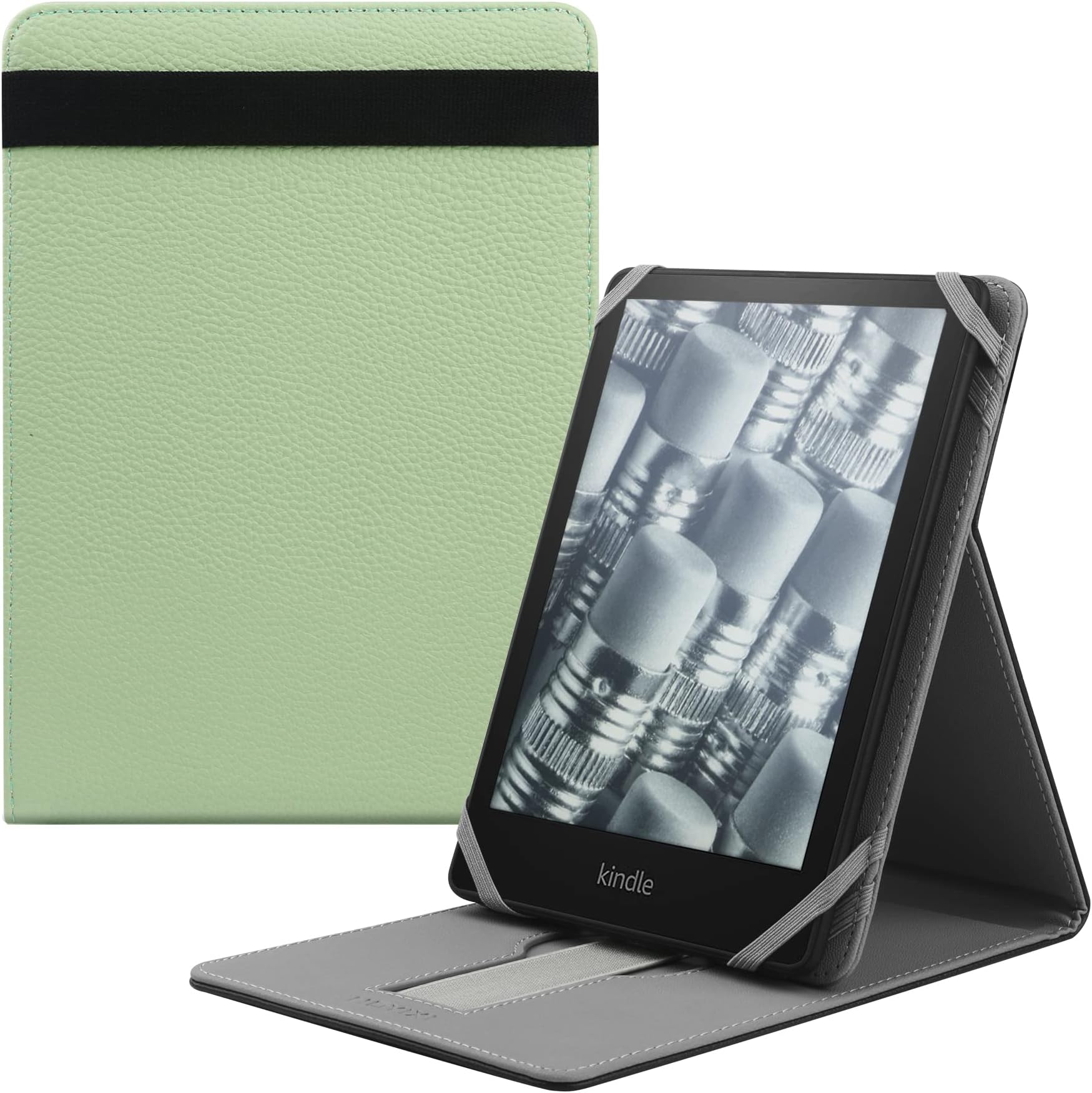 HoYiXi Foldable Case Compatible with 6.8" Kindle Paperwhite 11th Generation 2021/Signature Edition 2021/Kindle 2019 10th Gen Vertical Flip Stand Cover for 6-6.8'' Kindle Kobo Ebook Ereader - Green