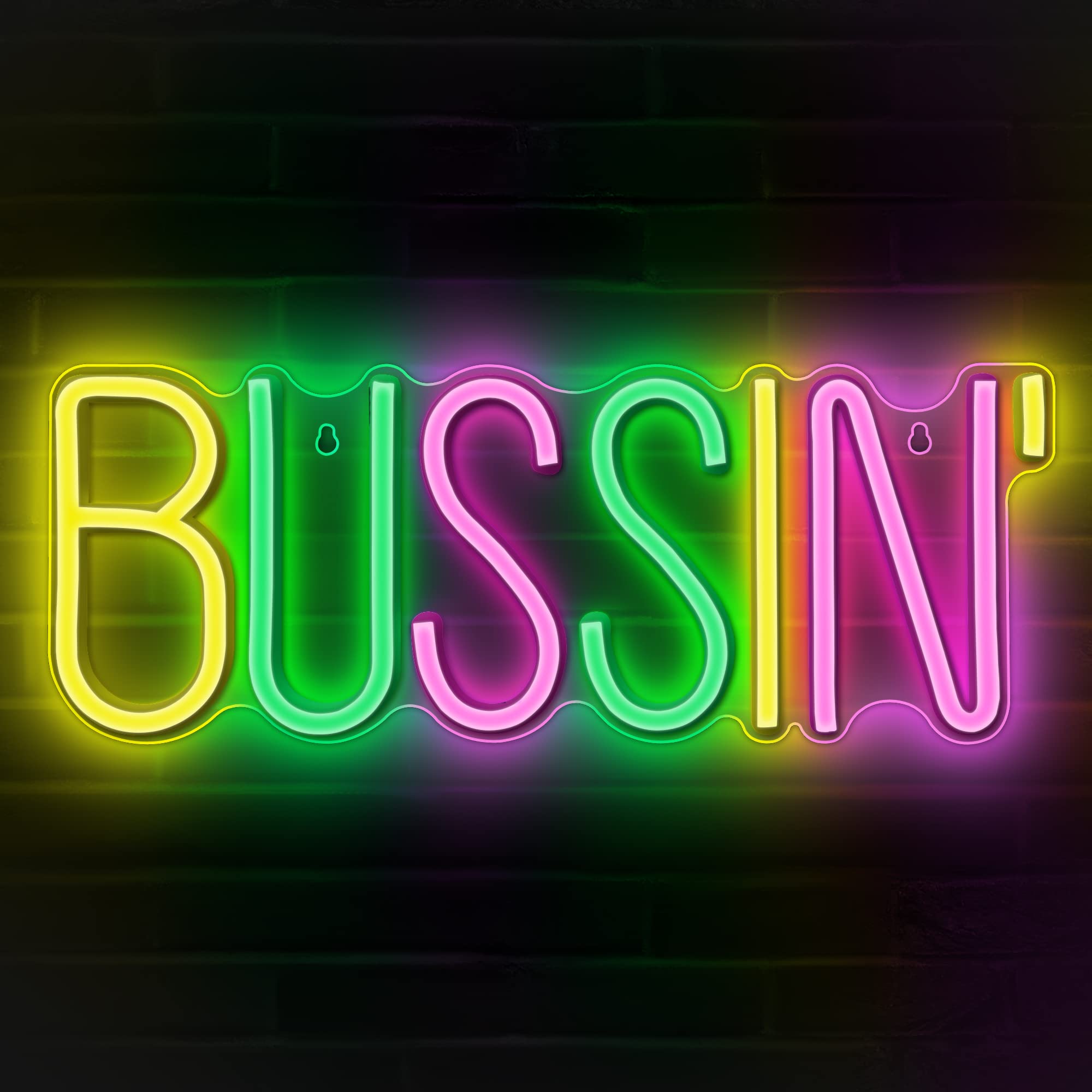Lumoonosity Bussin Neon Sign - Meme Bussin Led Neon Lights for Gamers/Streamers/Influencers – Cool Trendy Led Signs with On/Off Switch for Wall, Bedroom, Game Room Decor - 16.9 x 6.5-inch