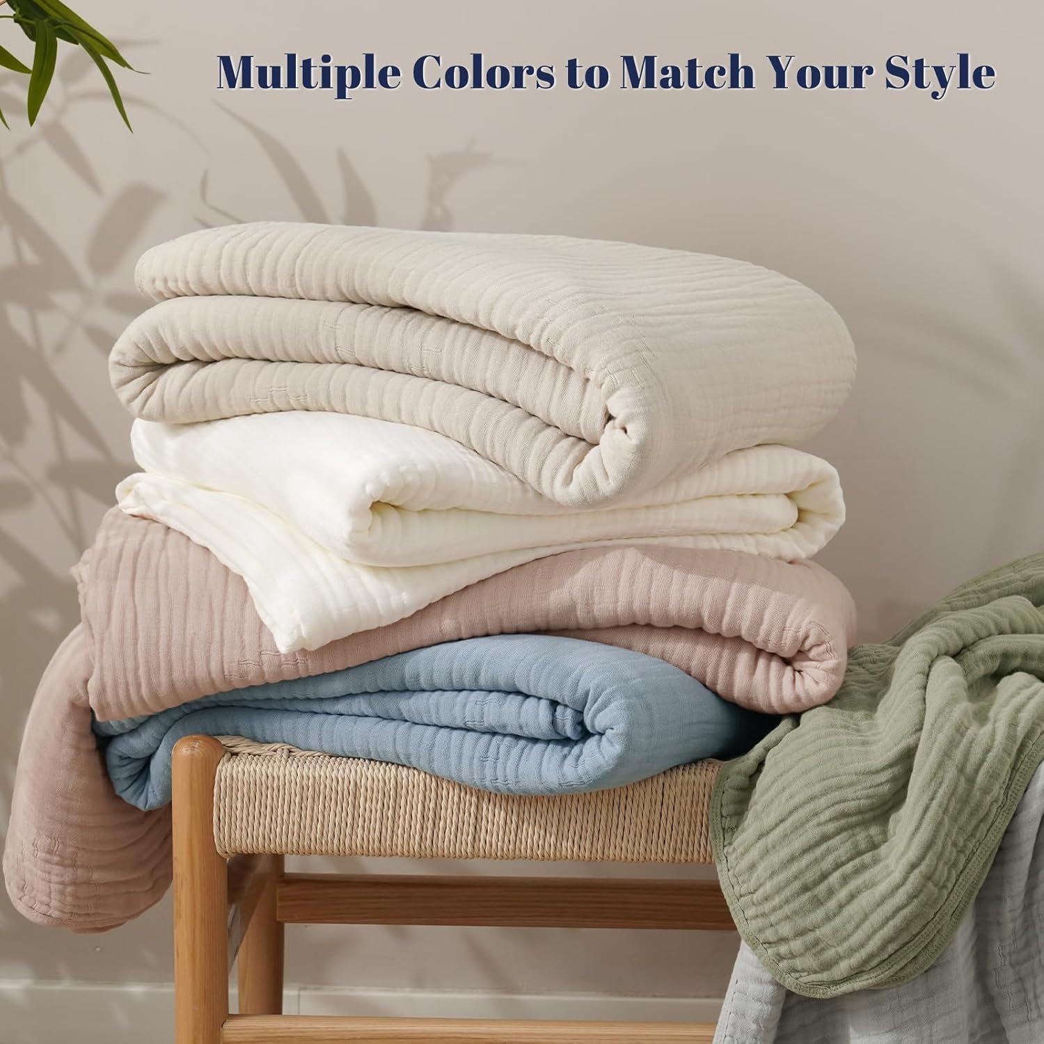 PHF Cooling Muslin Blanket Queen Size 90"x80", 6-Layer Lightweight Gauze Blanket Made from 35% Rayon Derived from Bamboo & 65% Cotton, Breathable & Ultra Soft Cozy for Hot Sleepers, French Oak - Image 7