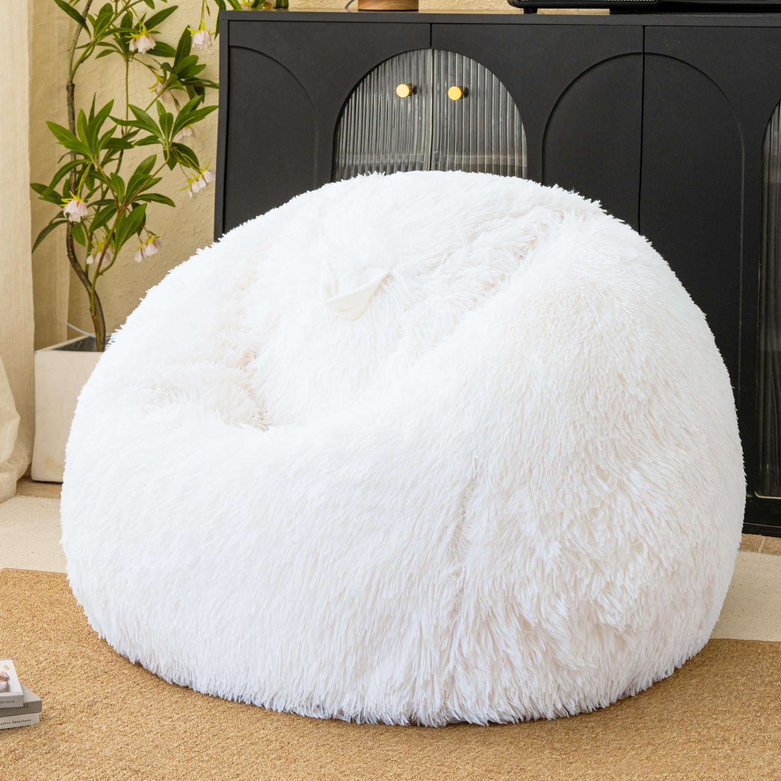 White bean bag chair covers (No Filler),comfy Plush fluffy for