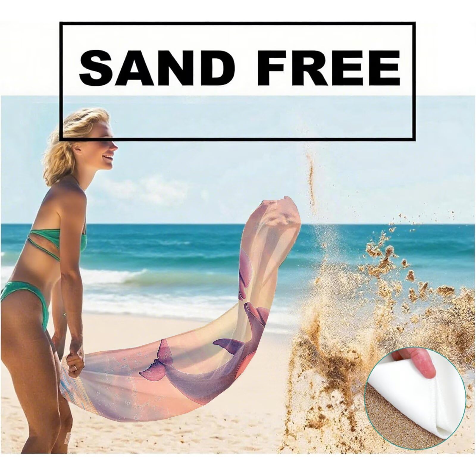 Toallas de Playa Microfibra Lindo Toalla Playa Grande 180x90 cm Mujer Hombre Secado Rápido Absorbente Toallas Gimnasio Suave Sin Arena Ligera Toalla Microfibra para Playas Piscina Viajes Camping Q-765