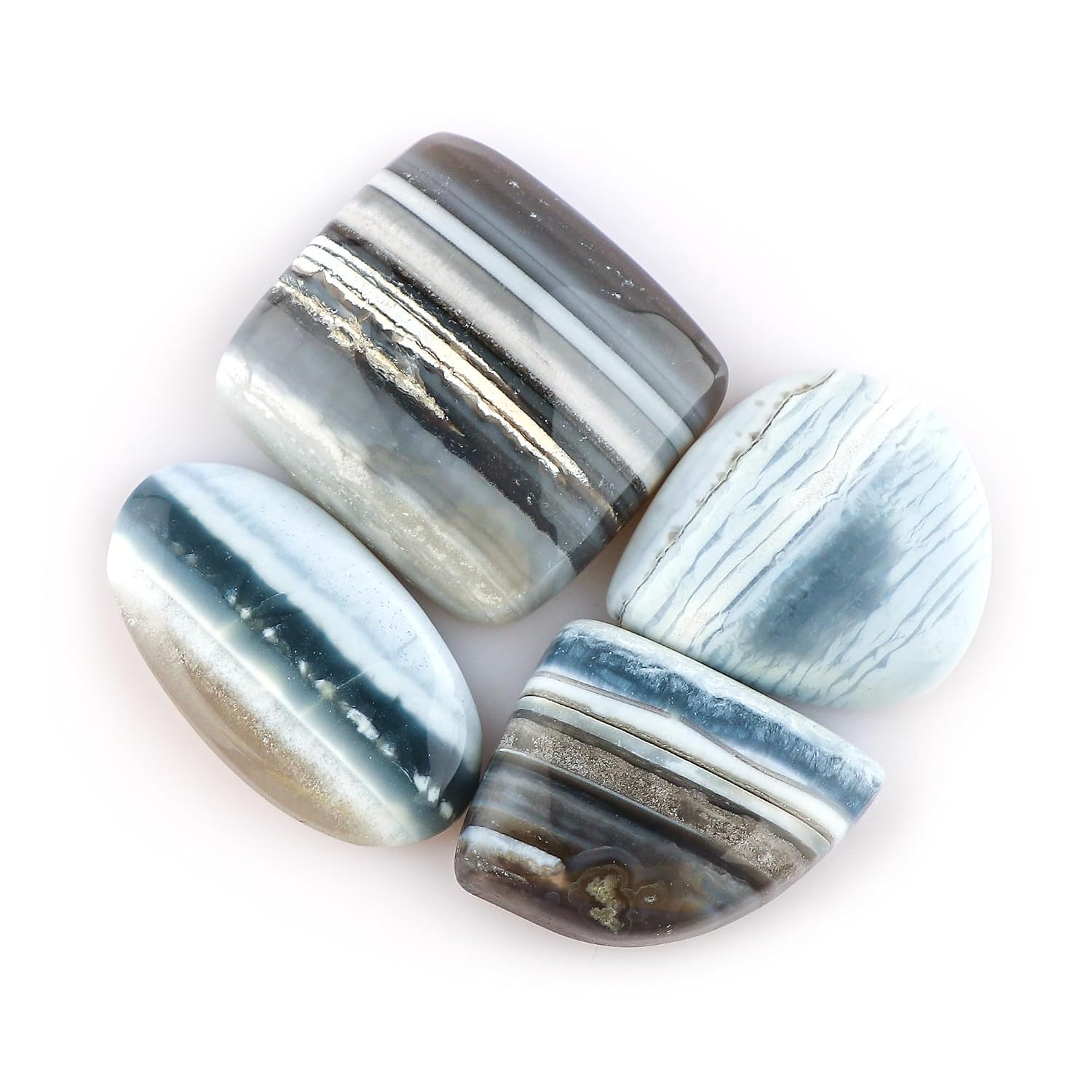 4pcs, Wholesale Natural Gemstone Flatback Cabochon, Assorted Crystals Cabs, Polished Stone, Bulk Loose Supplies for Jewelry Making, Birthstone, Wire Wrapping, Gem Collection