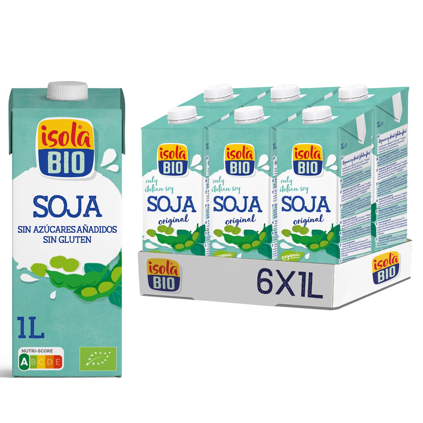 Isola Bio Bebida Ecológica de Soja Sin Azúcar Pack 6x1L Vegano