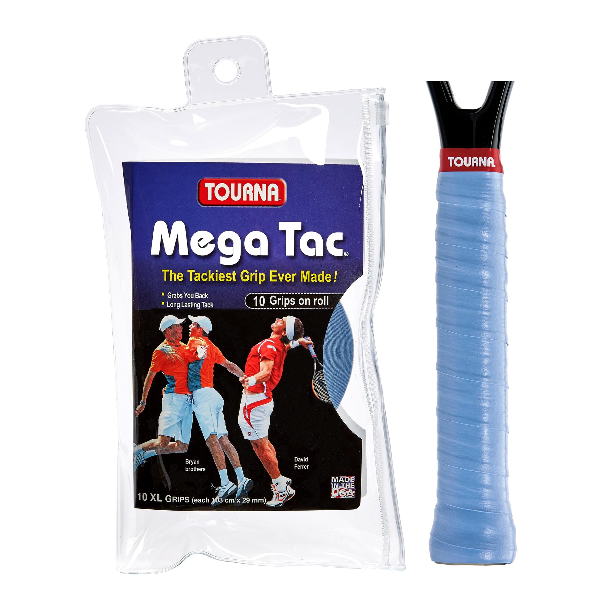 Tourna Mega Tac Extra Tacky Overgrip, 10-Pack