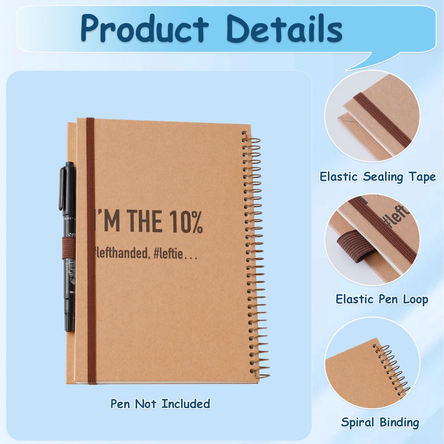 King Mills Notizbücher für Linkshänder, liniert, 160 Seiten, 1 Thema, Hardcover, Linkshänder, ideales Geschenk für Linkshänder, Größe 21,6 x 14,5 cm, 2 Stück