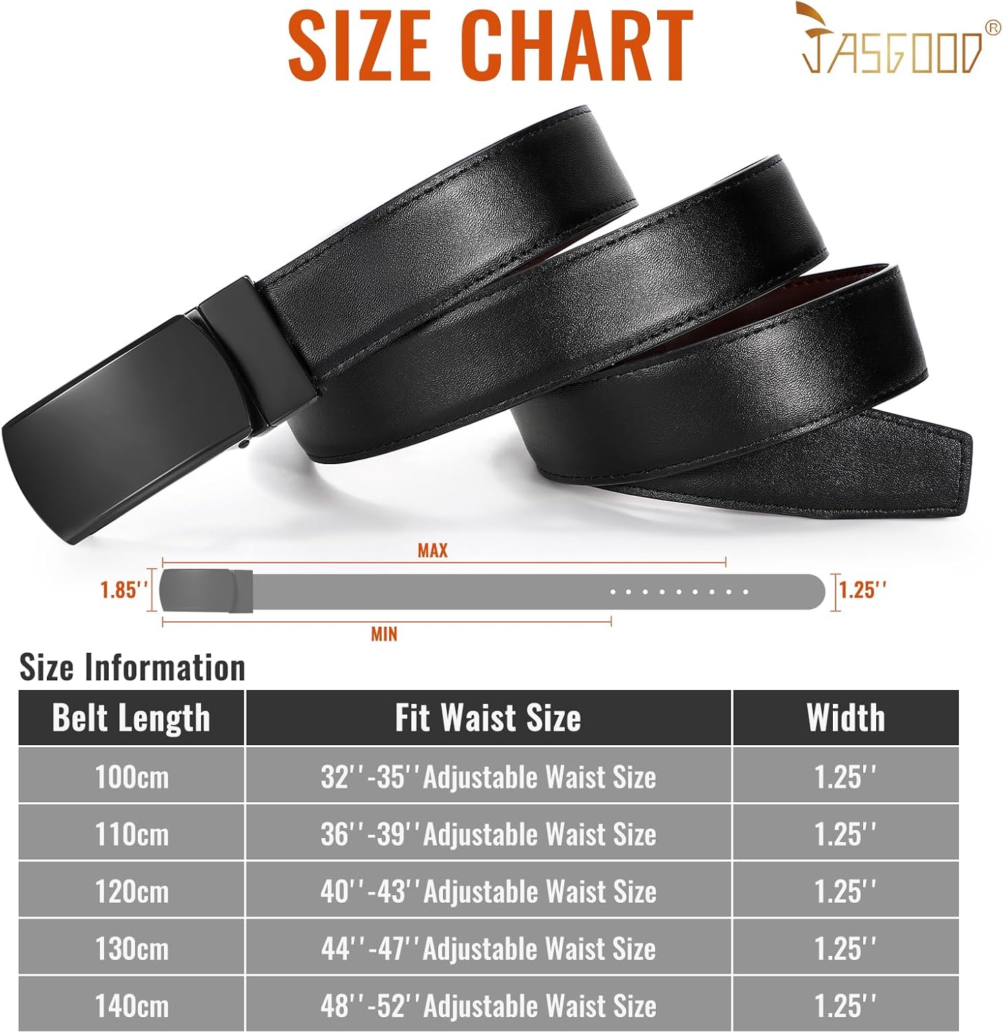 JASGOOD Reversible Leather Belt for Men Jeans Suits with Rotate Buckle 1.25’’Wide Leather Casual Belt for Present - Image 5