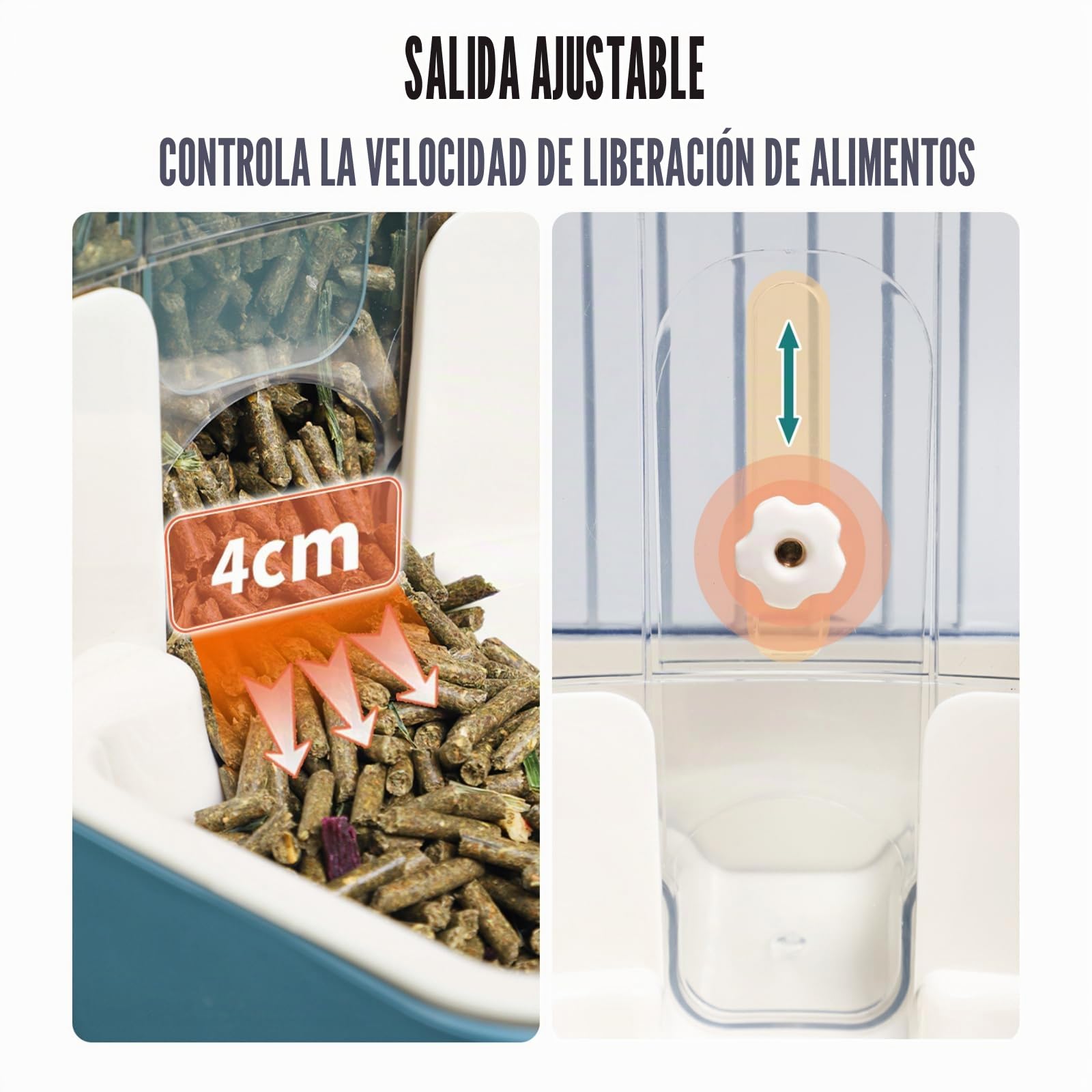 Dispensador Automático de Comida y Agua para Mascotas, Juego de Bebedero de Gravedad para Perros, Gatos, Conejos, Cobayas, Chinchillas, Hurones, Erizos (Gris)