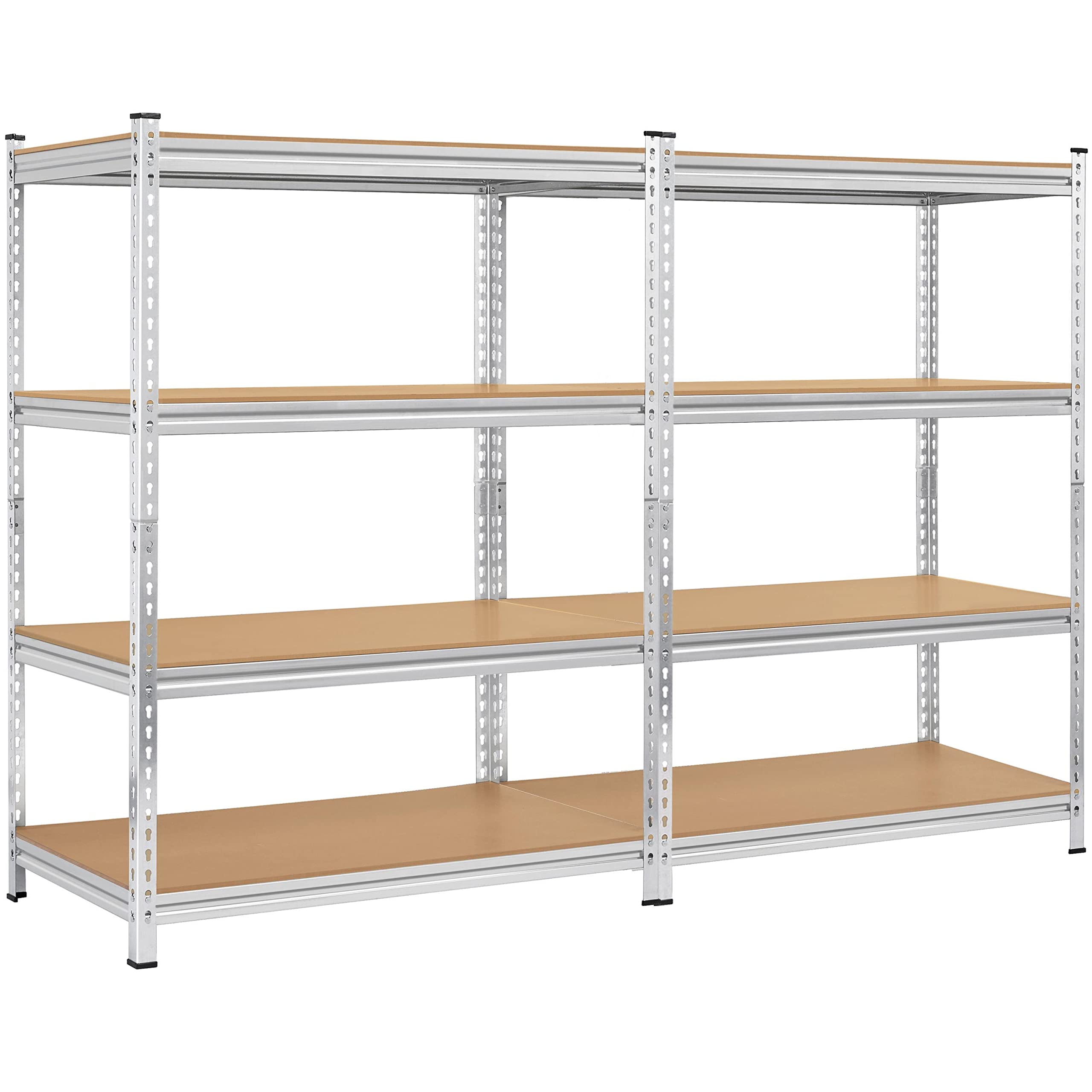 Yaheetech 2pcs Garage Storage Shelves 4-Tire Heavy Duty Shelving Units for Workshop/Home,320kg Per Shelf,112 x 60 x 150cm, Silver