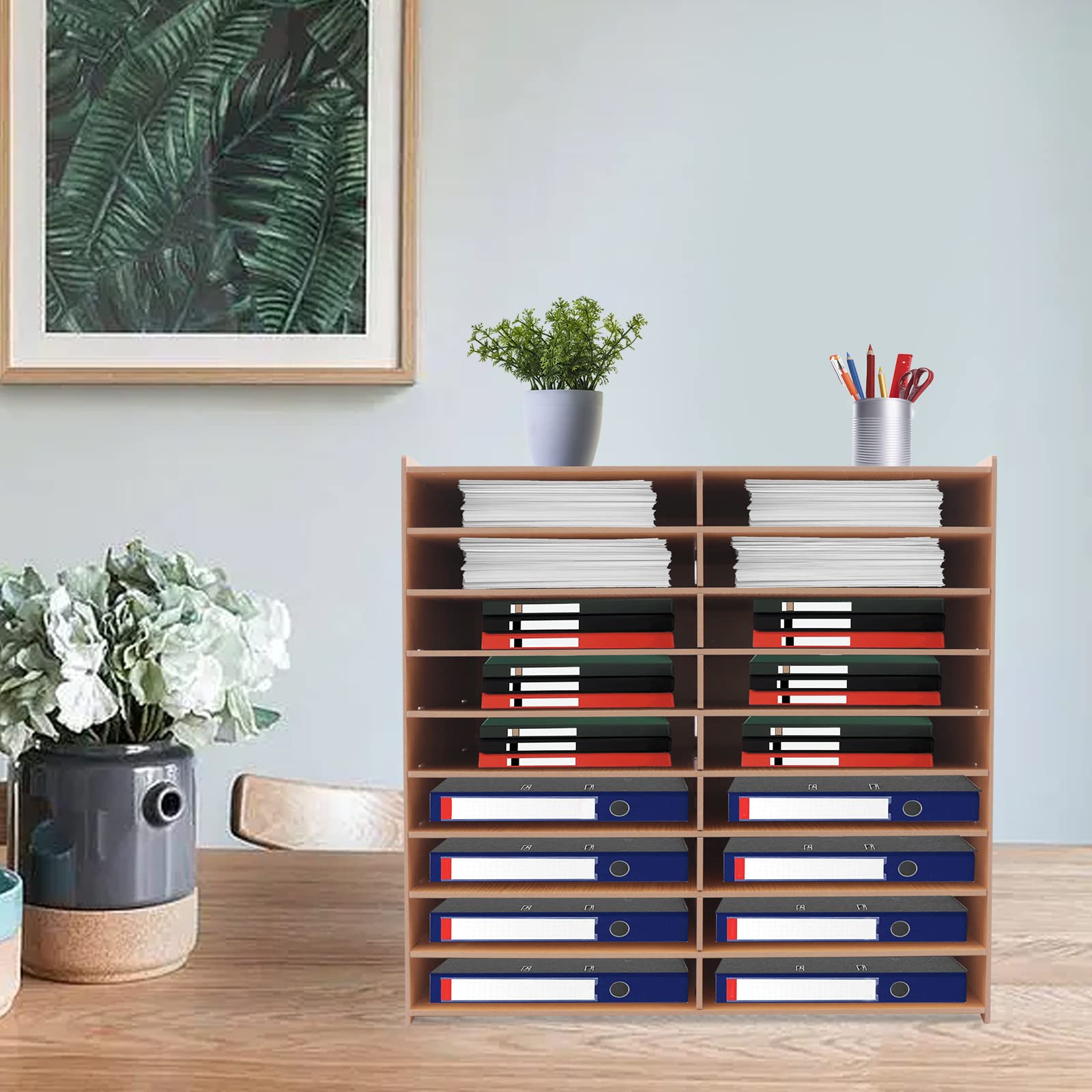 Portalettere in legno, organizer da scrivania, organizer per documenti, File Literature Organize, stile versatile, anello in gomma, per la maggior parte delle occasioni, come ad esempio studio, casa