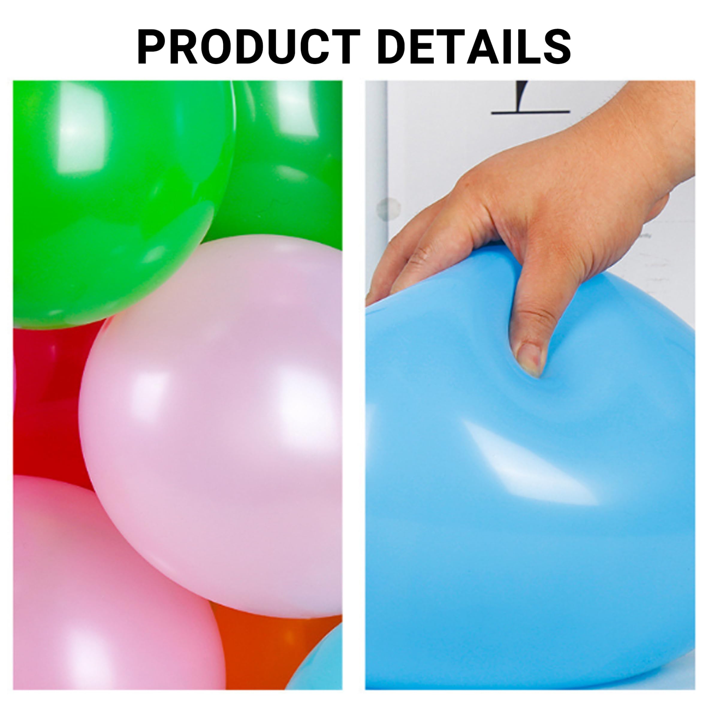 Lot de 1000 ballons de 25 cm (10 pouces), en latex épais mat, couleurs arc-en-ciel assorties.