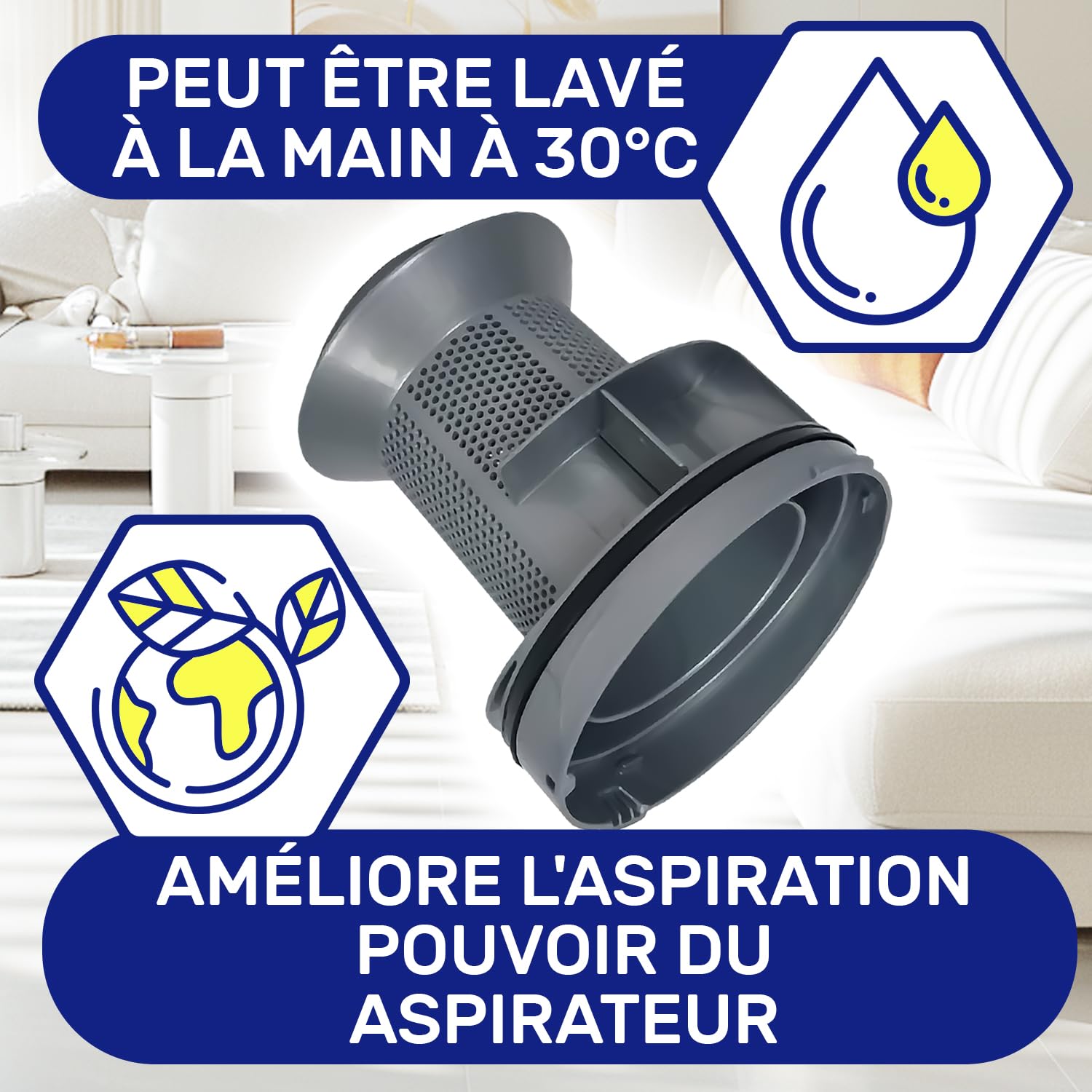 Maille Filtre pour Aspirateur Balai sans Fil avec le Code Original SS-2230002827 pour Rowenta pour Tefal Xforce Flex - MONTERAL