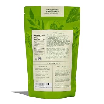 Worldwide Botanicals Date Sugar Granules, 1 lb - 100% Pure Dried Dates, Granular Grind like sugar, Natural Whole Food Sweetener For Baking, Nutrient Rich with Fiber, Gluten-Free, 16 Ounces