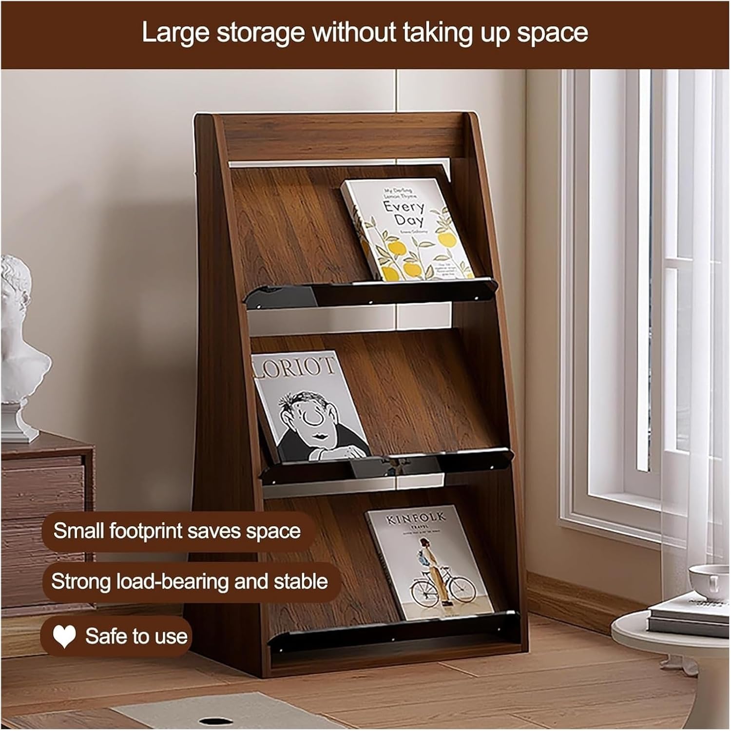 Magazine Rack,Book Display Rack, Newspaper Catalog Holders Literature of Varying Sizes for Exhibitions Shopping Malls Offices