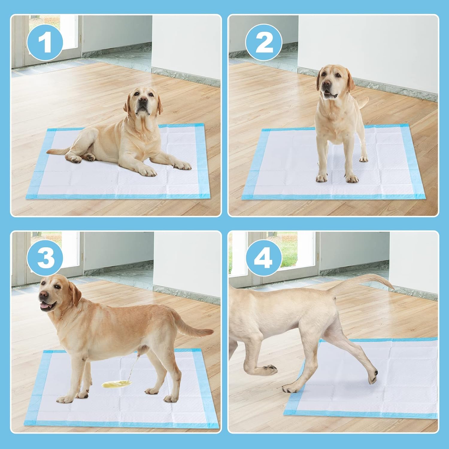 GYMAX Empapador Perro, Alfombrillas de Entrenamiento para Perros, Almohadilla de Higiene para Cachorros, Alfombrilla Súper Absorbente, Almohadillas para Crianza de Cachorros (150, 75 x 75 cm)