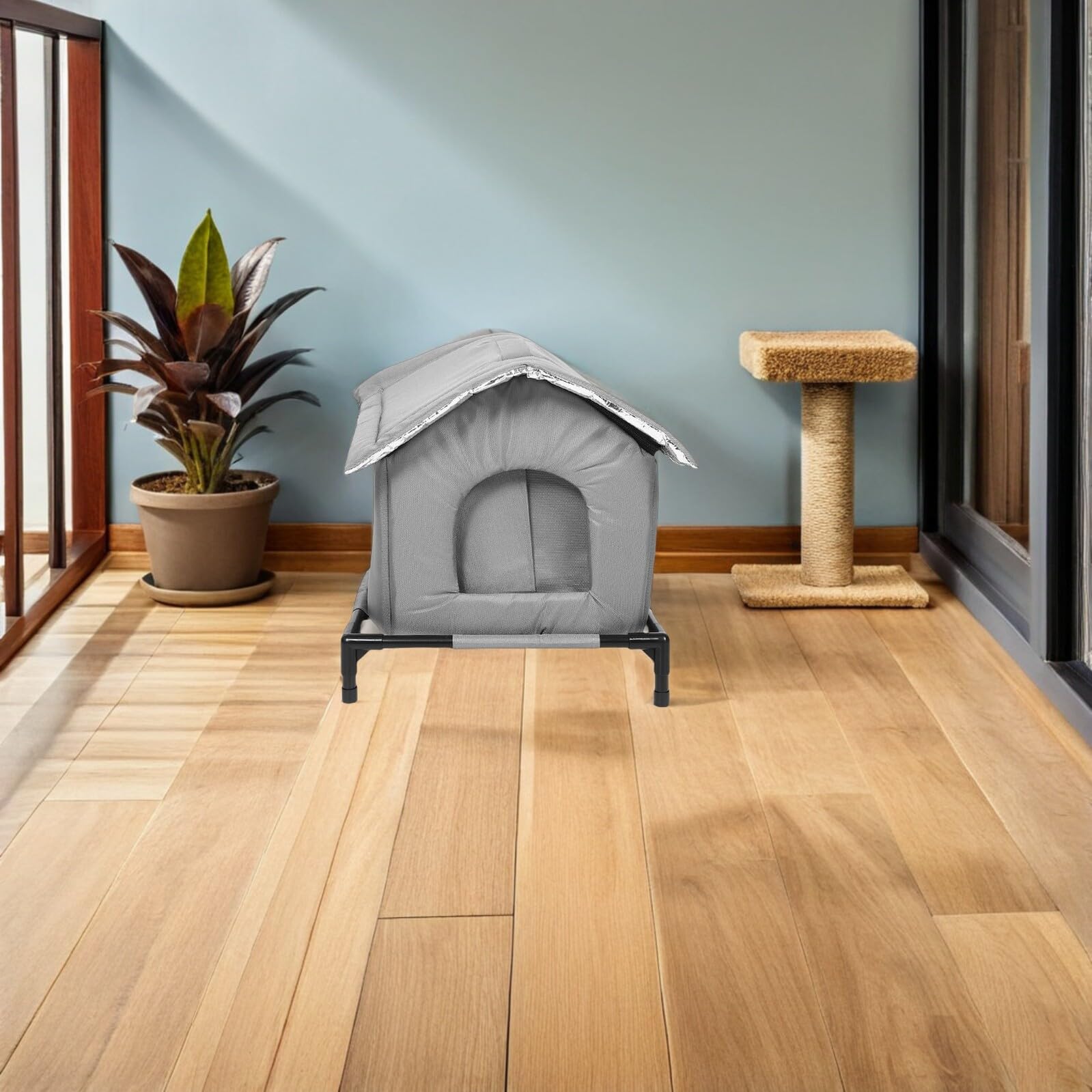 Toyvian Abri Imperméable pour Chats d'Extérieur Niche Isolée et Fermée Petite Taille Lit Maisonnette Doublure Thermique Refuge Sécurisé et Résistant aux Intempéries pour Hiver Tente