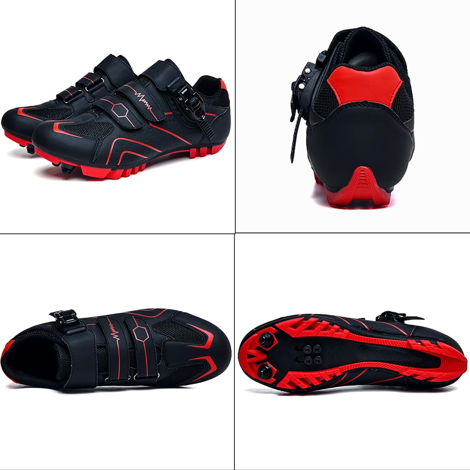 SDEQA Men's Cycling Shoes Fashion MTB Bike Shoes Breathable Compatible with Shimano SPD 2-Bolts Pedals Mountain Bicycle Sneakers Indoor