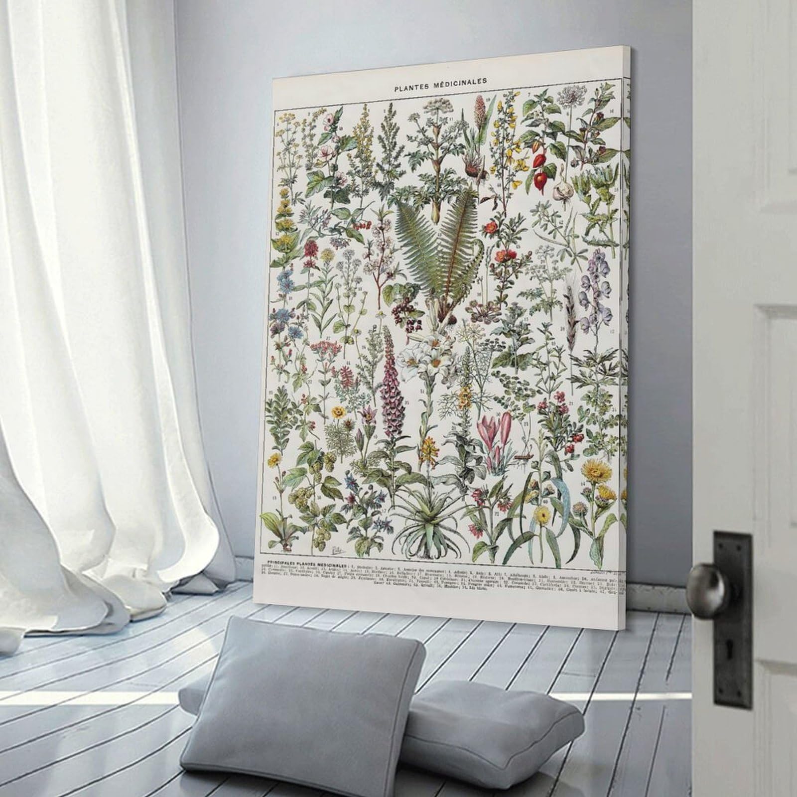 Junmoney Medicinal Flowers Canvas Wall Decor 12x18inch(30x45cm), for Lounge, Study, Hallway Or Flat Walls, Canvas Wall Art That Fits Changing Layouts