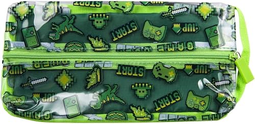 Quest Clear PVC Pencil Case, Gamer Green