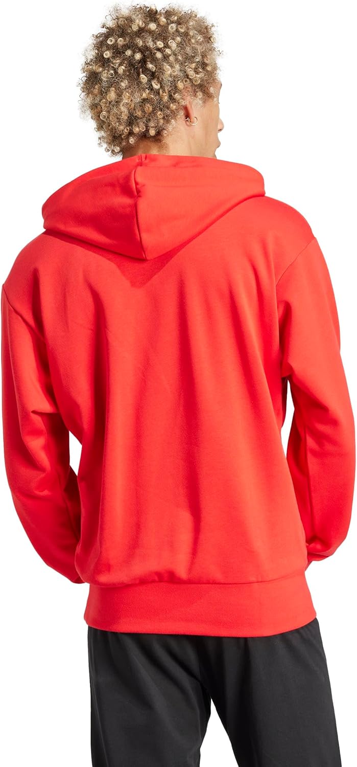 adidas Essentials Big Logo French Terry Hoodie for Men, Red, XL