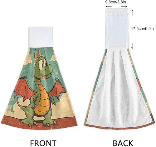Miniatura 4 de Paños de lavado toallas de mano para baño, dibujos animados, diseño de dragón verde, lindo diseño de dibujos animados, monos de cocotree, decoración