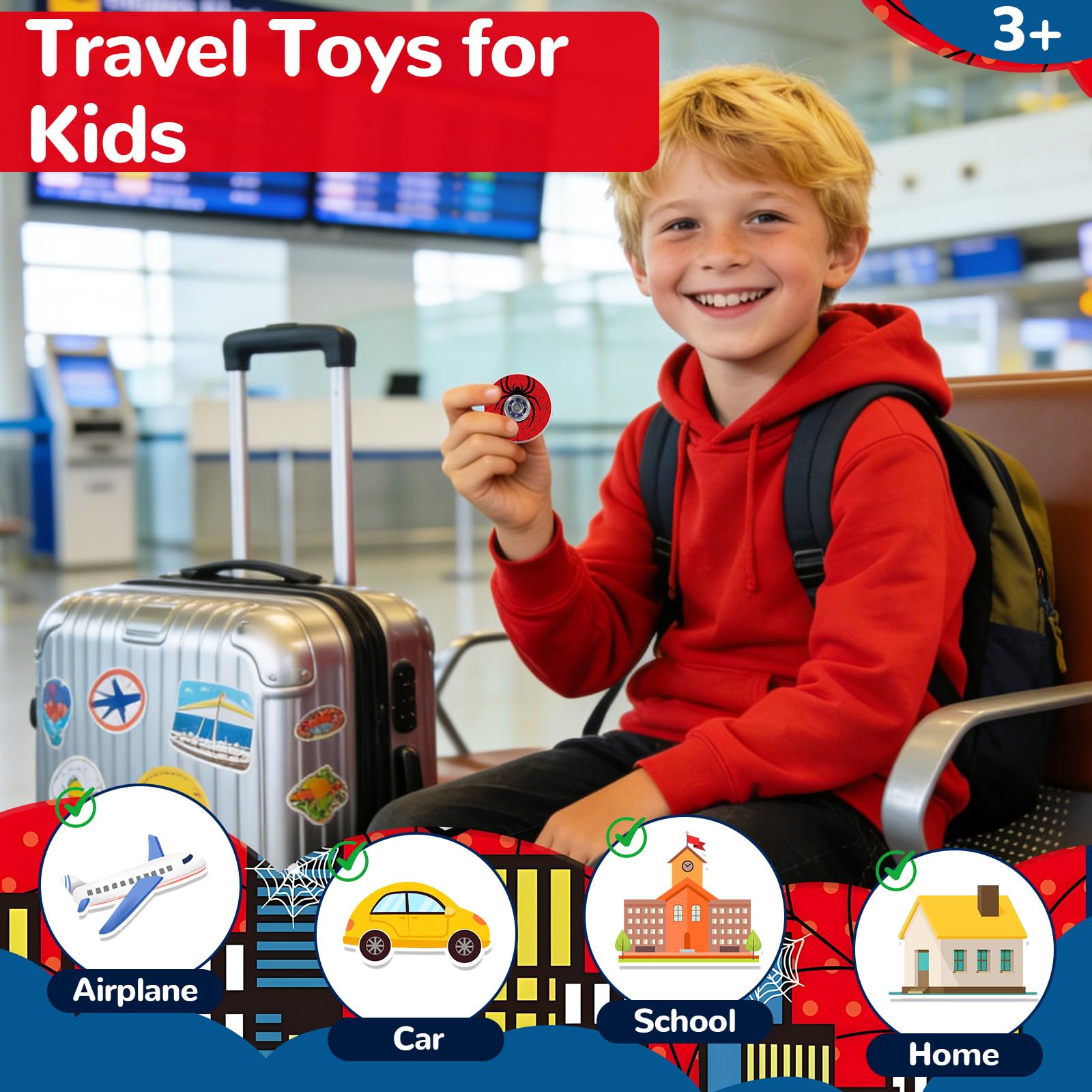 SCIONE 52 Pezzi Mini Spinner Ragno – Plastica Resistente, Giocattoli Sensoriali Silenziosi per Bambini– Regali per Borse Festa, Premi Scolastici, Regali di Compleanno, Antistress