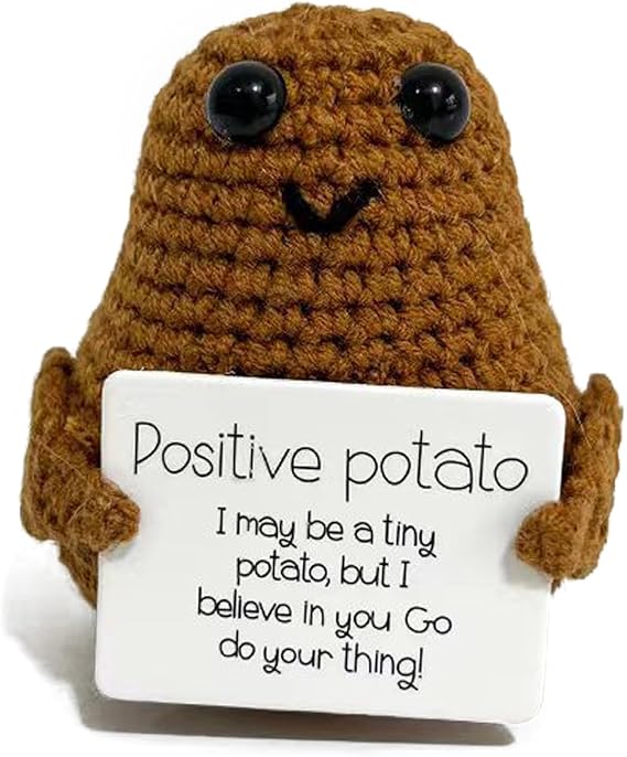Positive Potato Gift,Potato Knitting Gifts with Positive Card Good Luck