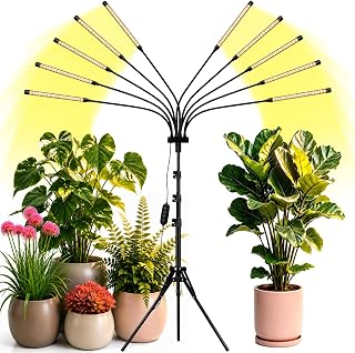 Grow Lights for Indoor Plants [ 10 in1 ] 500 LEDs, Full Spectrum Grow Light for Indoor Growing with Tripod Stand, Auto On/Off Timing 4/8/12H, Plant Grow Lights Indoor.
