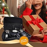 Vista 7 de Portable Outdoor Pour Over Coffee Set - 5-Level Adjustable Manual Coffee Grinder (Ceramic Burrs), Stainless Steel Gooseneck Kettle, Ideal Holiday