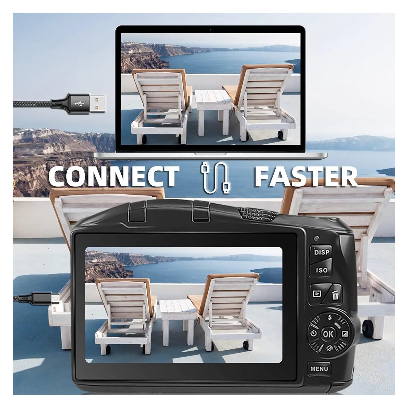 Fotocamera Digitale For Fotografia E Video For Vlogging 4K 48MP Zoom 16X Obiettivo Macro Grandangolare Da 52 Mm Messa A Fuoco Accurata
