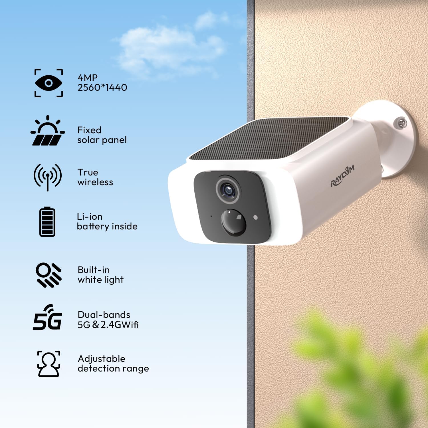 5G WiFi Security Cameras Wireless Outdoor 4Pack, Solar Outdoor Cameras for Home Security with AI Motion Detection & Siren,Color Night Vision, 2-Way Talk, IP66 Waterproof,Cloud/SD