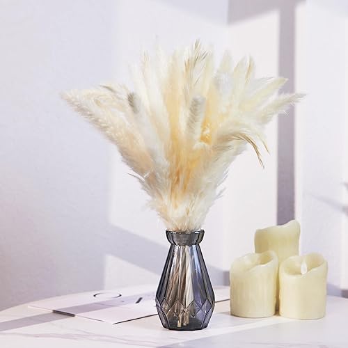 40 piezas de hierba blanca de las pampas para mesa de 17 pulgadas, flores secas naturales esponjosas para bodas, decoración bohemia, arreglos