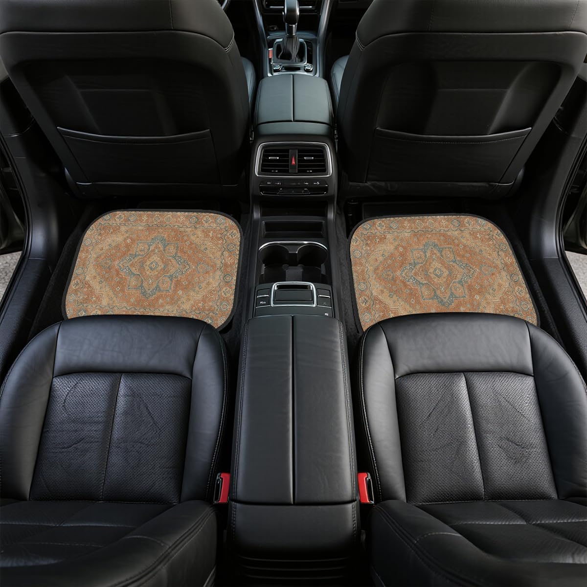 Carpet Car Floor Mats Vintage Rust Orange Geometric Carpet Front Rear Carpets Mat Decorative Car Floor Carpets Non-Slip Auto Car Accessories Universal Fit Car Accessories for Truck - Image 7