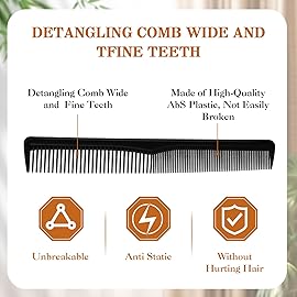 Hestya 36 Pack Hair Comb Bulk 7 Inch Carbon Fiber Cutting Comb All Purpose for Men Women Plastic Hairdressing Styling for Salon or Hotel Hair Care, Black
