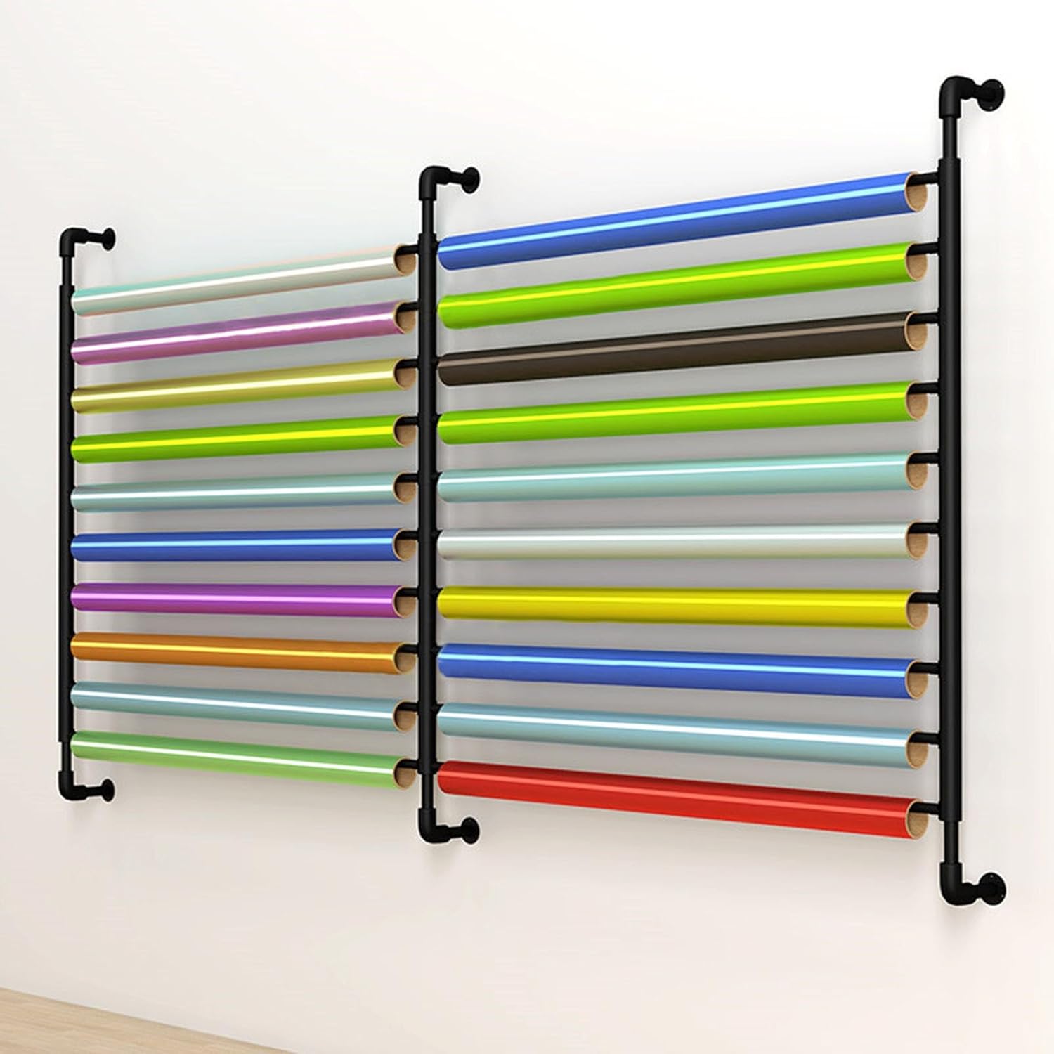 Commercial Auto Beauty Store Color Change Film Display Rack ndow Film Organizer, Wall Mounted Storage Rack for Car Vinyl Roll Holder, Hanging Fabric/PVC Tabl(20 Rolls-Height 150cm