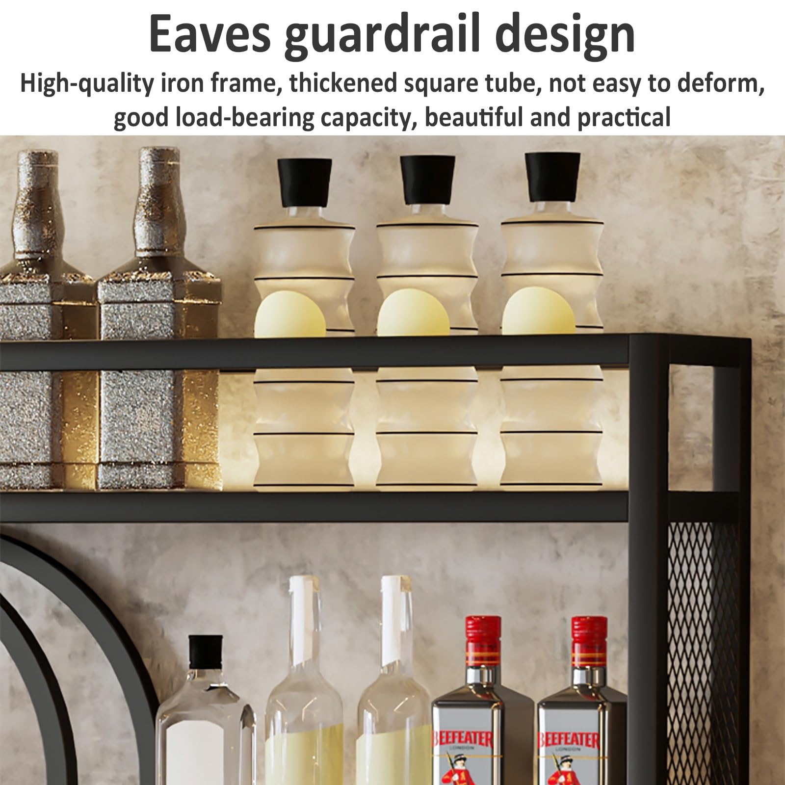 Estante de vino montado en la pared con luz LED, estantes flotantes de 3 niveles para exhibición de botellas de licor y soporte para copas de vino, almacenamiento elegante para bar en casa