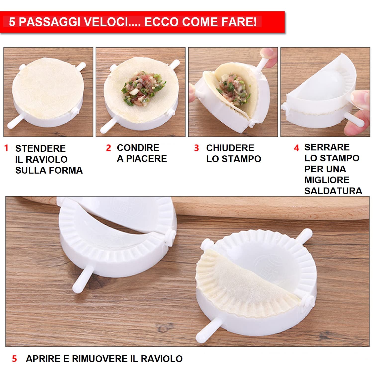 Stampino Taglia Ravioli Triangolare In Alluminio – 76 Mm Con Impugnatura In Legno – Attrezzatura Da Cucina - 4