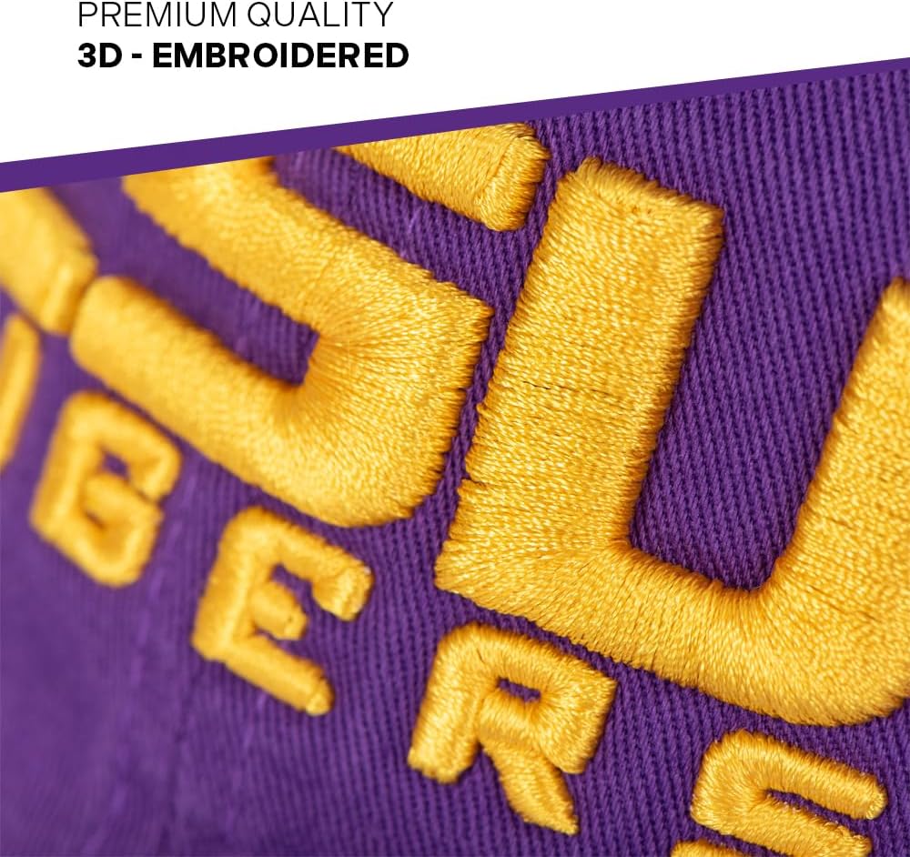 Desert Cactus LSU Louisiana State University Baseball Hat Tigers Geaux Brimmed Embroidered Hats Cap Adjustable Cloth Strap Adult (Style F1) Purple