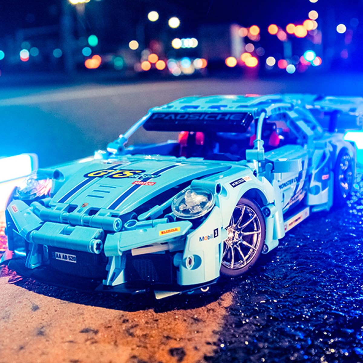 Amazon.com: GOTIMON Blue Sports Car 911 Building Blocks Set Toy