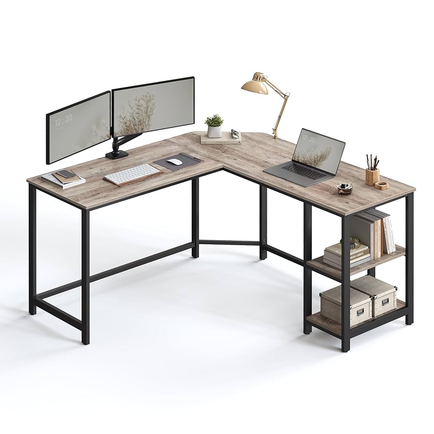 VASAGLE Schreibtisch, L-förmiger Computertisch, 138 x 138 x