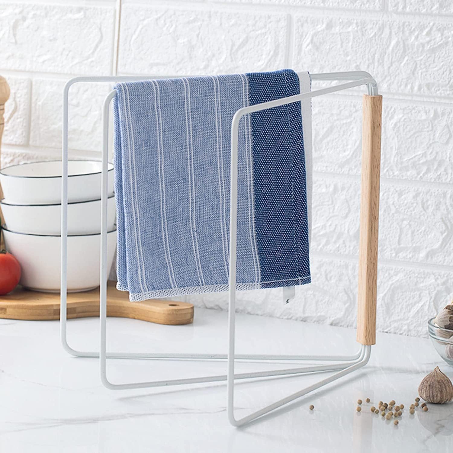 ARHAT Foldable Hand Towel Stand | Carbon Steel Towel Holder for Washbasin & Kitchen | Hand Towel Holder for Bathroom, Countertop & Vanity | 3 Towel Drying Stand, Napkin Stand (White)-image-15