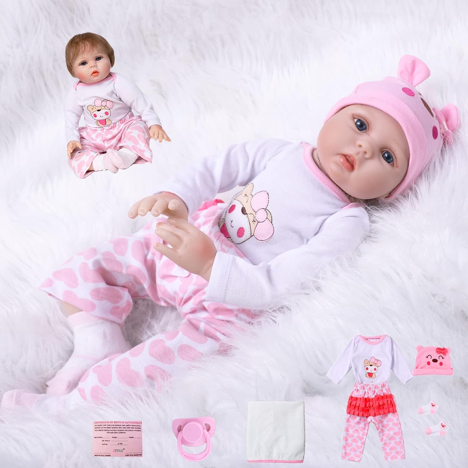 Anyee Lifelike Reborn Baby Doll 22 Zoll 55 cm Soft Silicone Vinyl