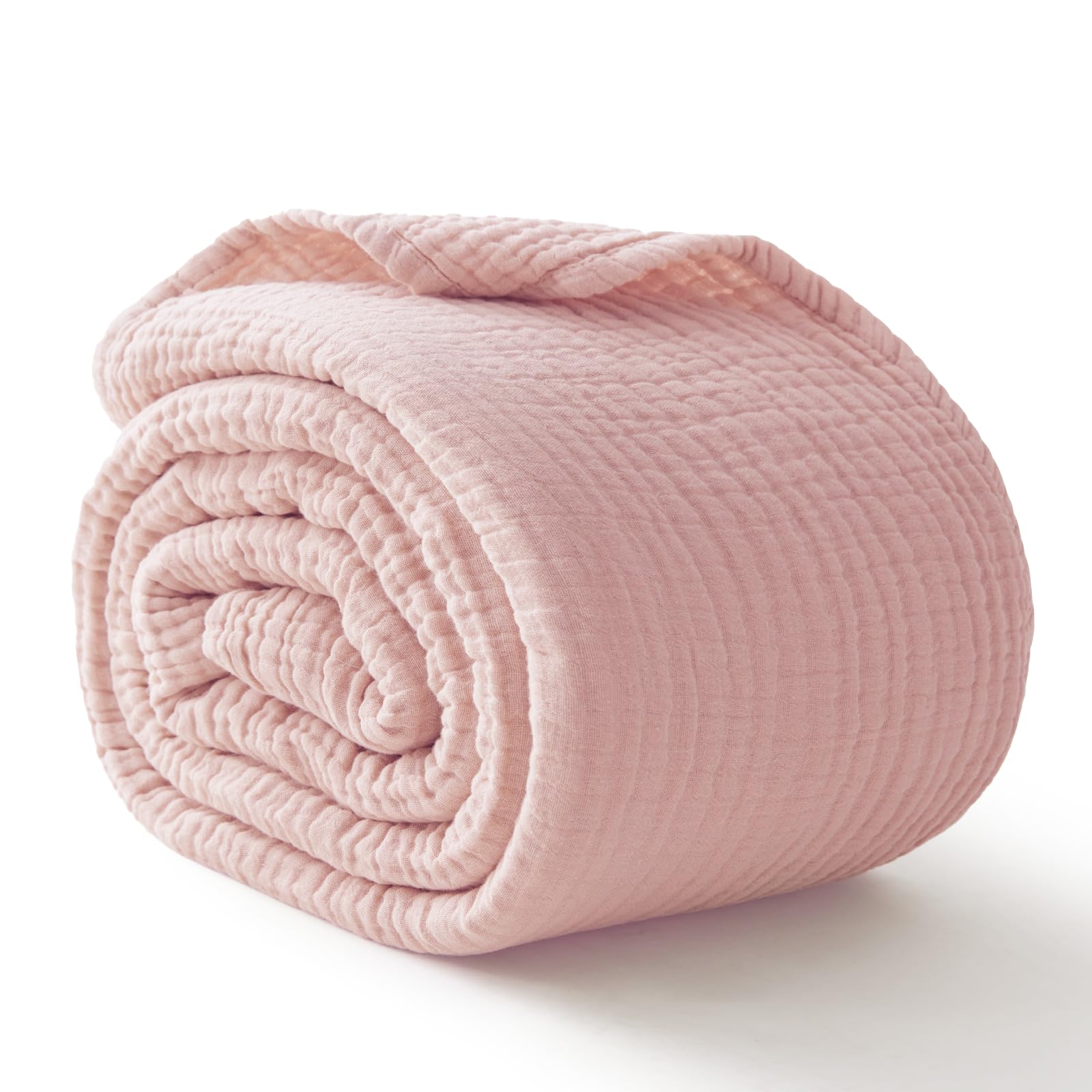 Kozyhvn 100% Cotton Muslin Blanket King 108" x 90", 6 Layers Breathable and Lightweight Cotton Throw Blankets for Bed, Soft Cooling Summer Gauze Blanket for Adults All Season, Dusty Rose‌