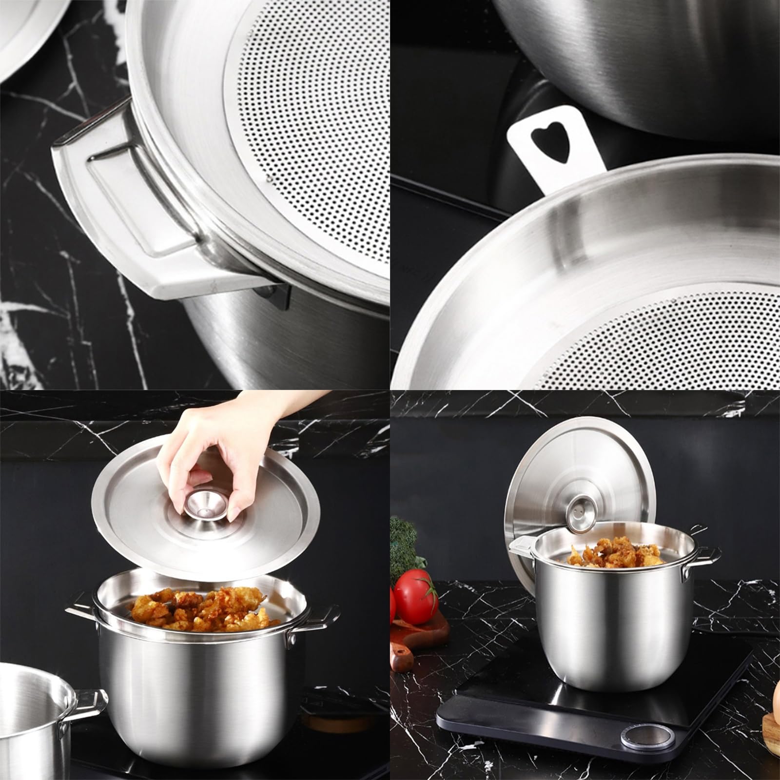 Filtre à Huile en Acier Inoxydable 304, passoire à Huile, Pot de Filtre à Huile, bidon de Graisse, bidon de Stockage d'huile en Acier Inoxydable, for la Cuisine à Domicile(4.0L)