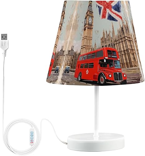 Miniatura 32 de Lámpara de mesa LED regulable con USB de 3 colores, estaca de madera de mar retro, gaviotas voladoras de 10.8 pulgadas de alto, luz de mesita de